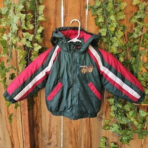 Kids 4t Minnesota Wild Hooded Puffer Jacket - Green & Red NHL Tag
